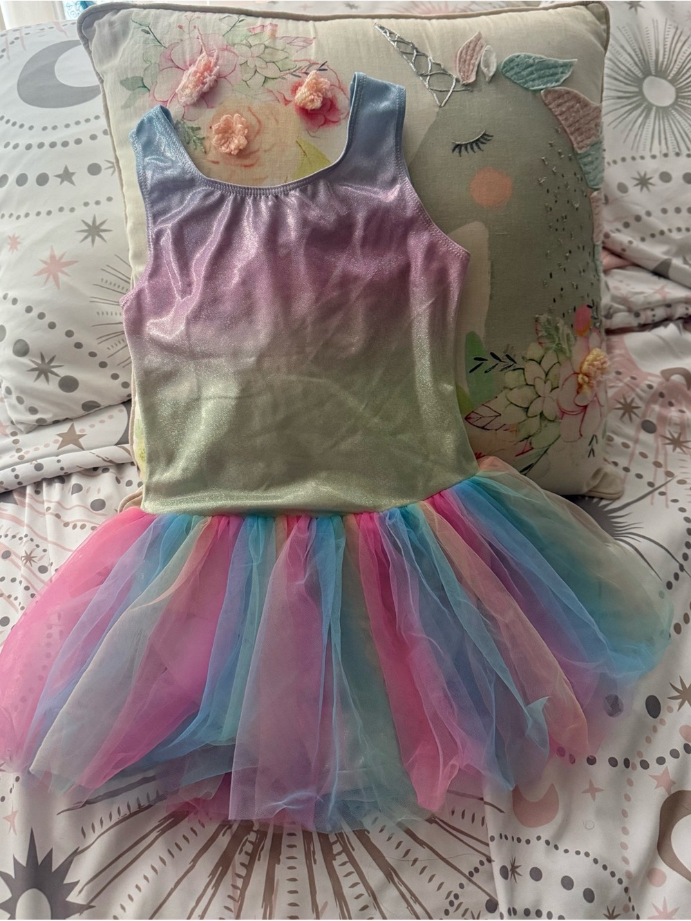Unbranded Pastel Rainbow Tulle One-Piece Bodysuit for Kids